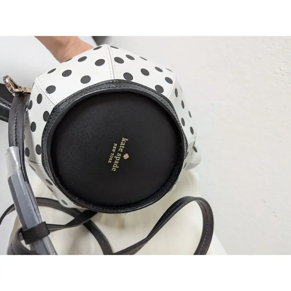 Kate Spade Alice in Wonderland Teapot Party White Polka Dot Crossbody Bag NWOT